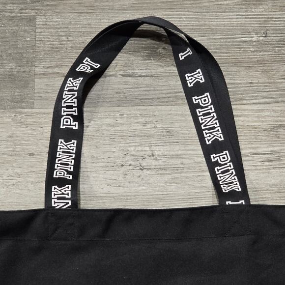 PINK Silver & Black Sequin Large Overnight Tote Carry All Beach Bag - Picture 6 of 10